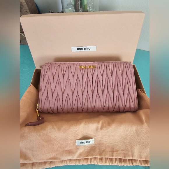 Miu Miu Handbags - Miu Miu By Prada Women's Large Matelassé Nappa Leather Wallet